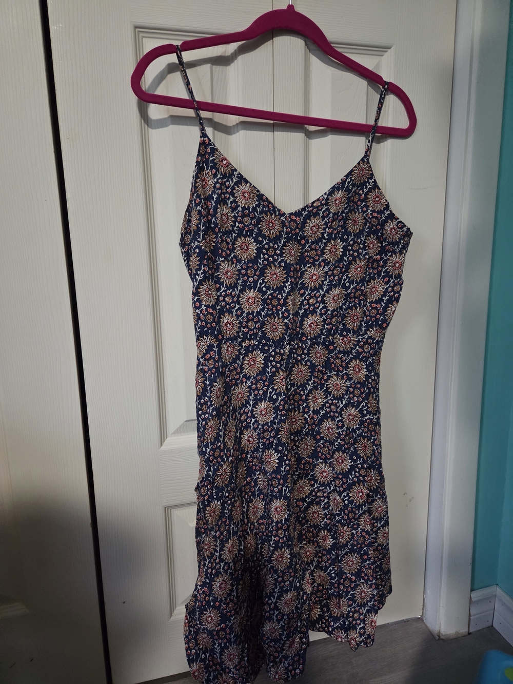 GAP Navy Floral Slip Dress with Spaghetti Straps